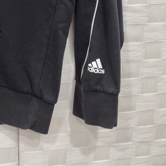 ADIDAS-CHANDAIL Hoodie Unisex Size 2XL Black Essentials Giant Logo Cotton Blend - Picture 7 of 13